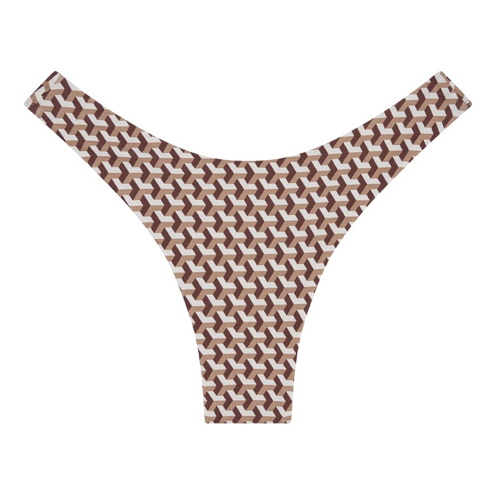 Monday Swimwear Brown and White Bikini Bottom